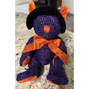 Dan Dee Collectors Choice Bear Purple Halloween Witch Hat Shiny Plush Toy 15 HTF